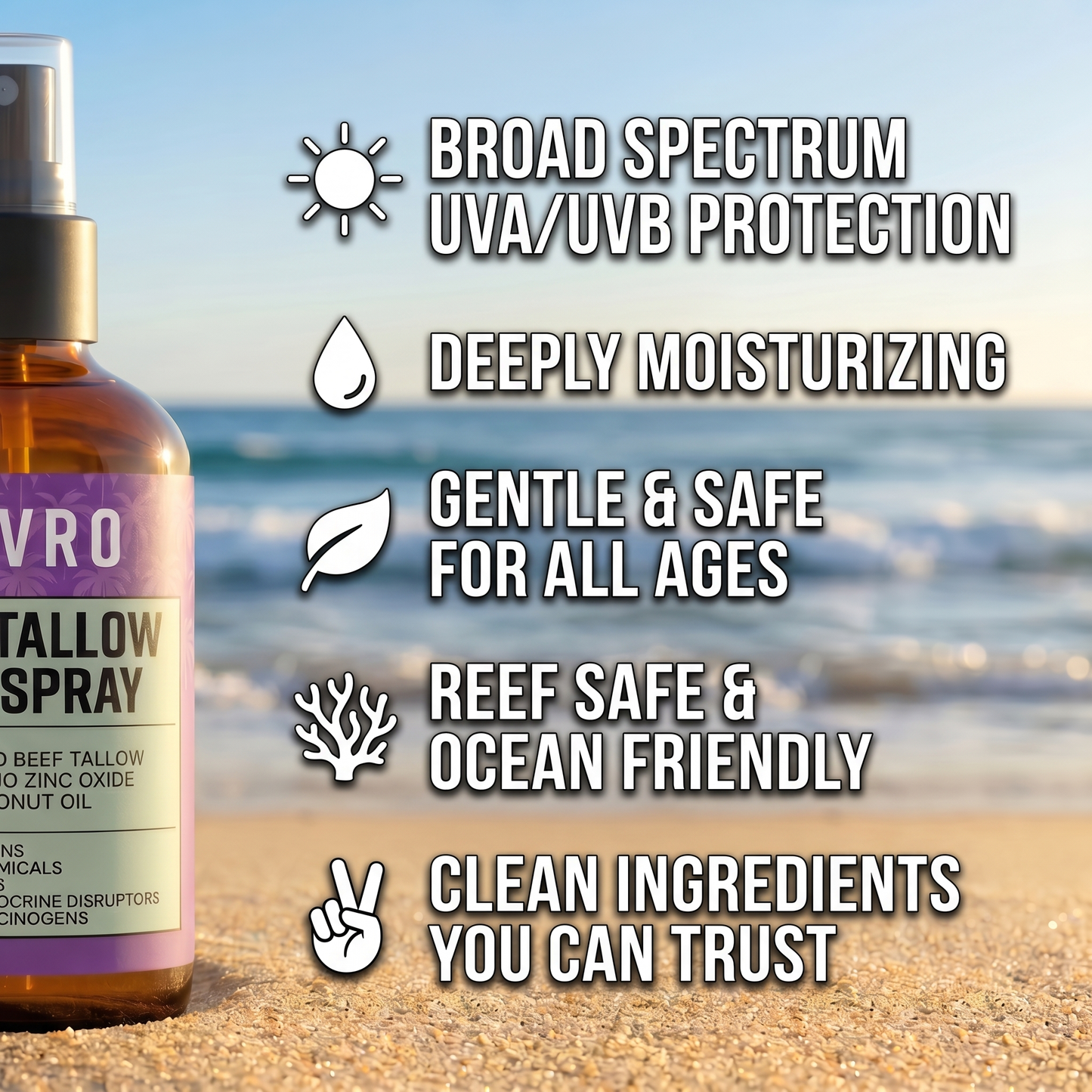 Non-Toxic Beef Tallow Mineral Sun Spray