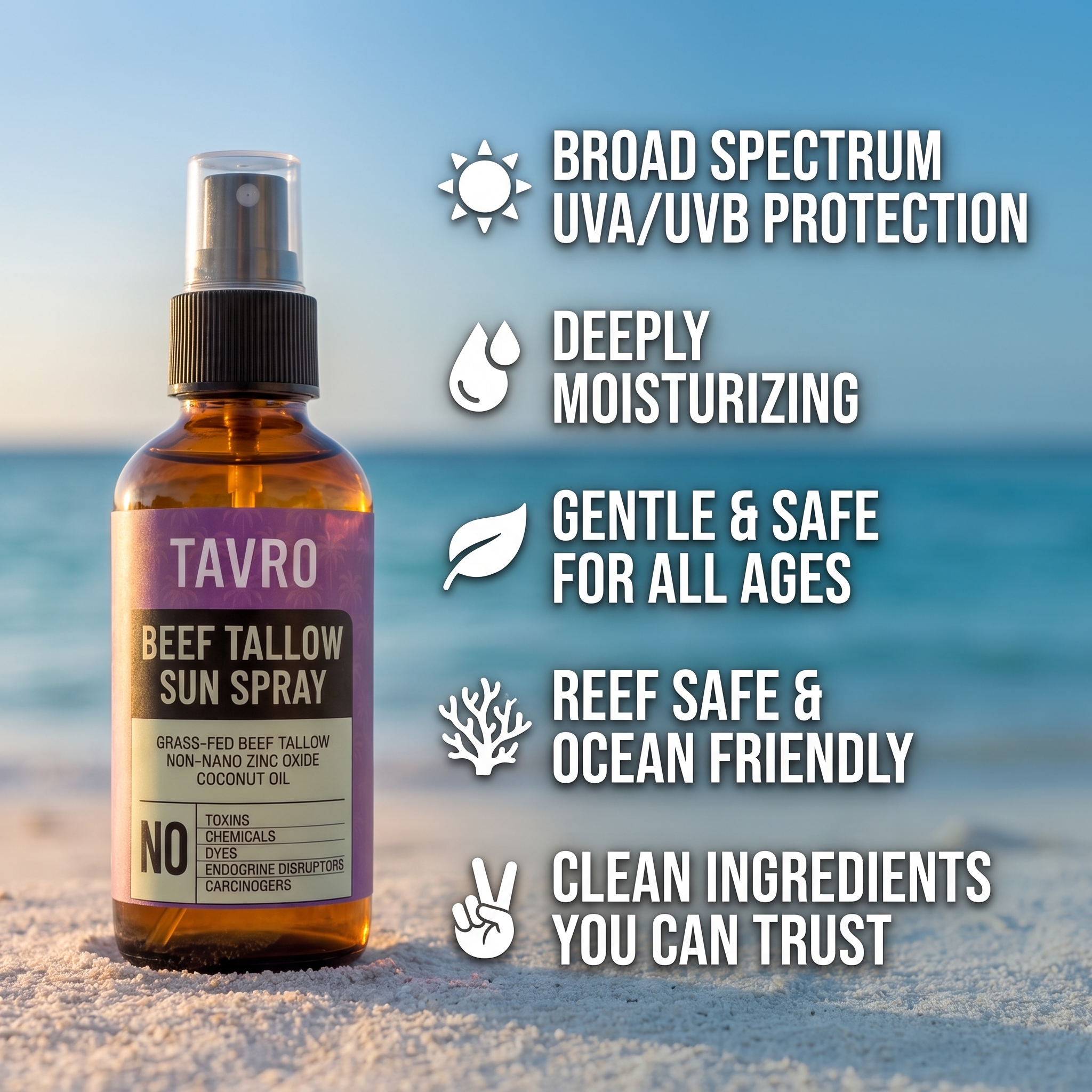 Non-Toxic Beef Tallow Mineral Sun Spray