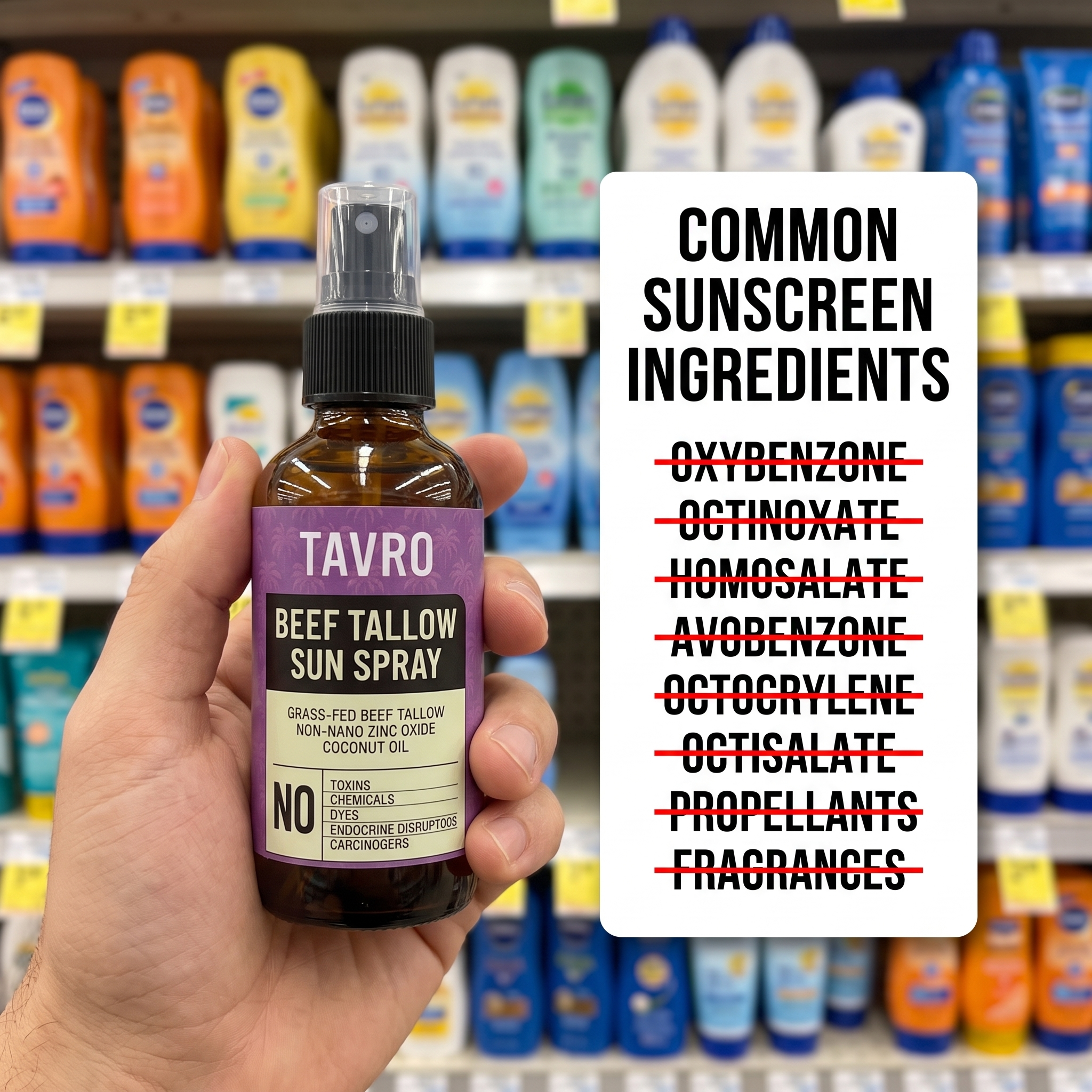 Non-Toxic Beef Tallow Mineral Sun Spray