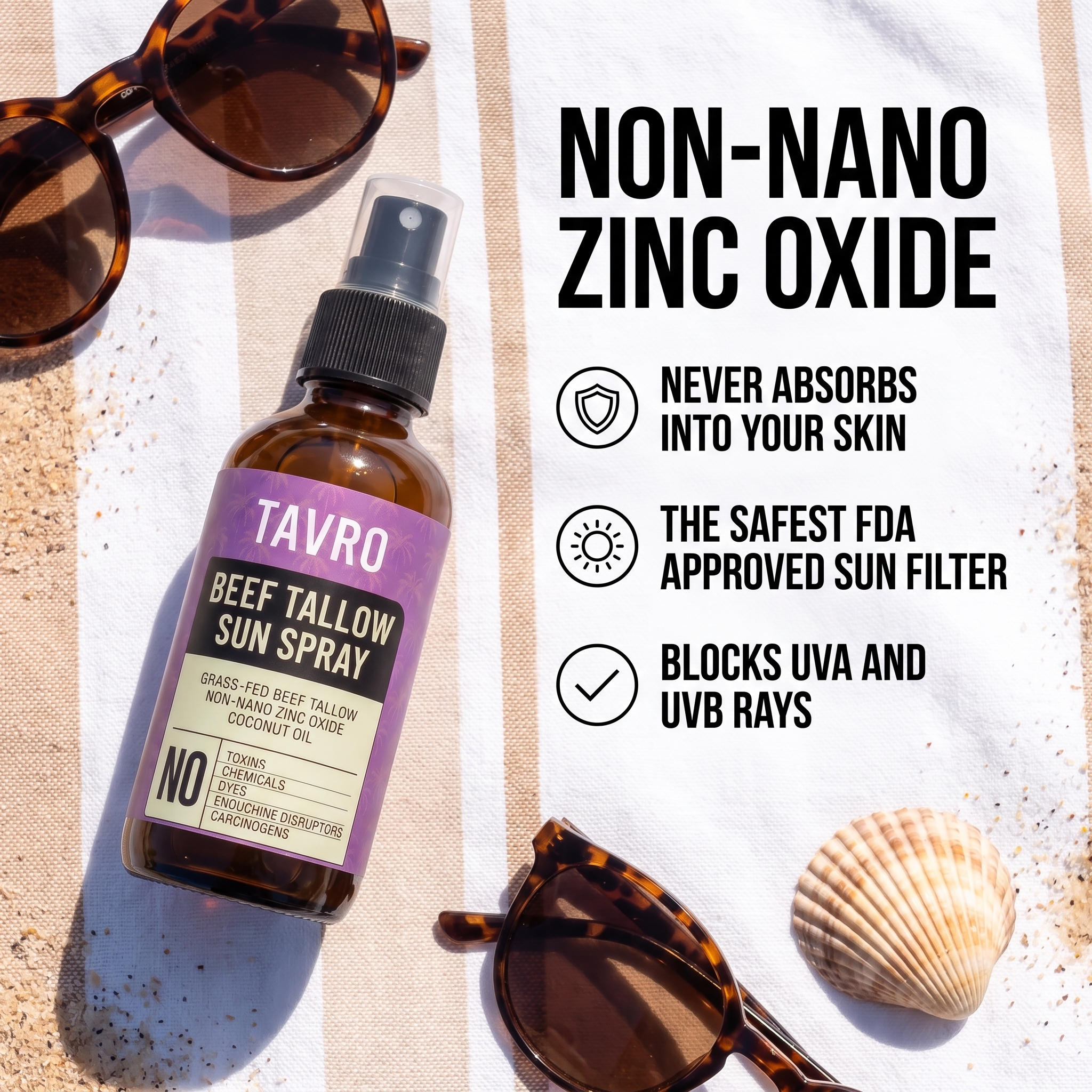 Non-Toxic Beef Tallow Mineral Sun Spray