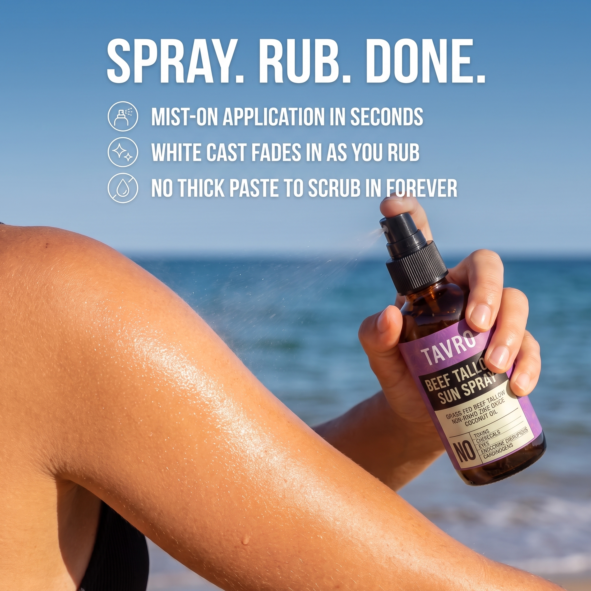 Non-Toxic Beef Tallow Mineral Sun Spray